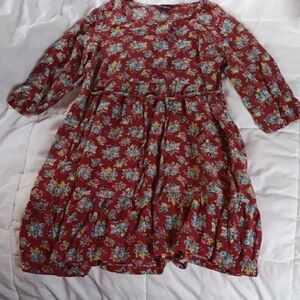 April Cornell Red Floral Mini Dress